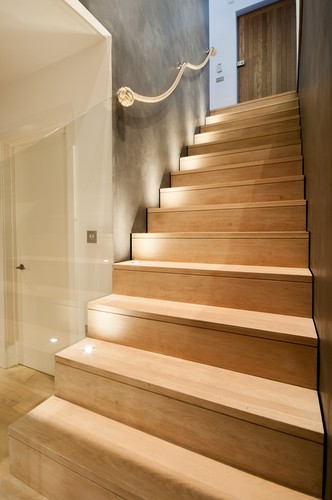 Uplights on staircase