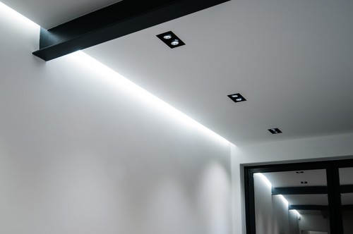 Kitchen with LED strip shadow gap