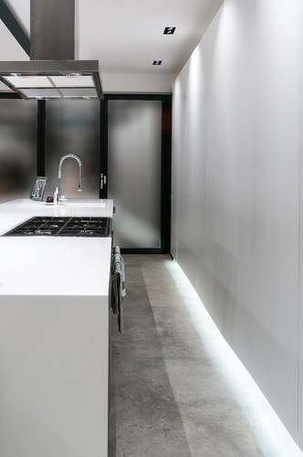 LED tape under cabinets in kitchen