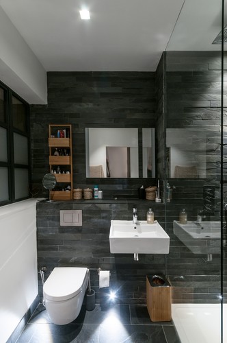 Low level LED wall lights in shower room