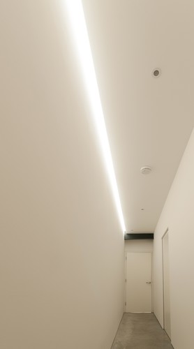 Shadow gap LED strip in hallway