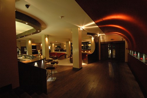 Halogen spotlights in a bar