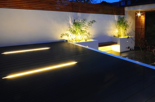Extrusion with LED tape in decking