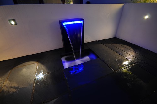 LED tape in water feature