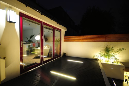 Wall light and LED tape in decking