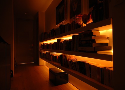 LED tape back lighting shelves
