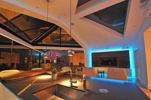Pendants over kitchen worktop