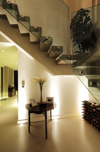 Phantom square uplights in hallway