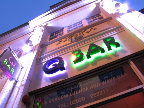 Floodlights up exterior of building