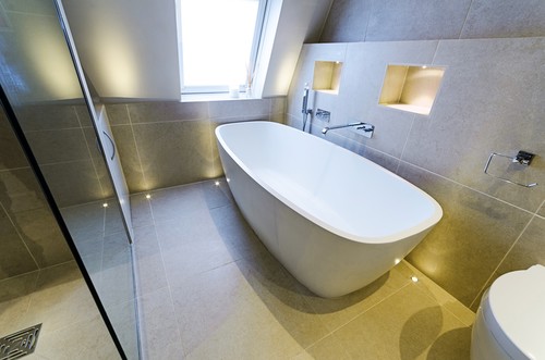 LED uplights in bathroom