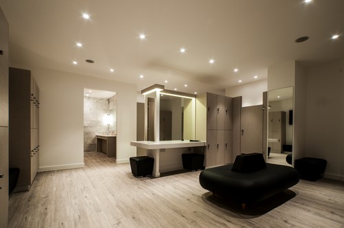 Elegant downlights in ceiling