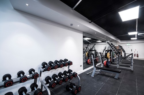 Elegant downlights recessed in beam