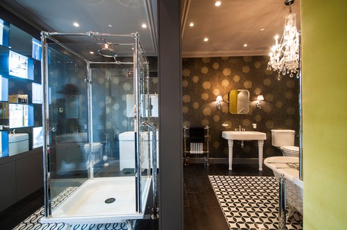 Trimless downlights and chandelier