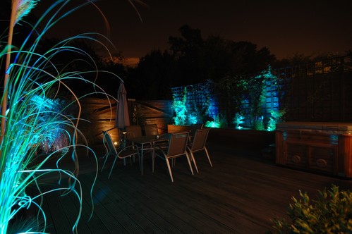 Colour change lighting in garden