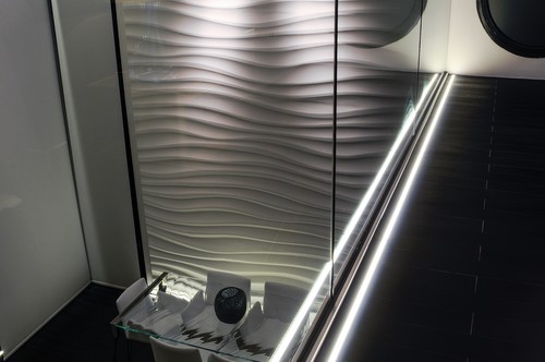 AR111 lamps lighting wall feature and LED tape