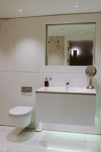 Blaze downlights and LED tape in bathroom