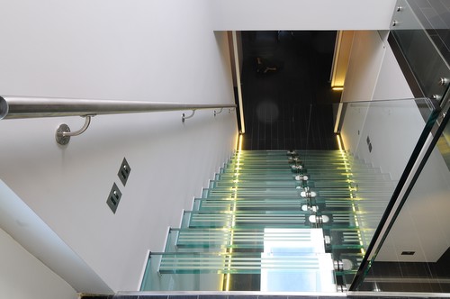 LED recessed tape under stairs