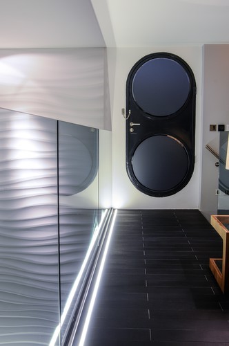 LED tape lighting in recessed floor extrusions