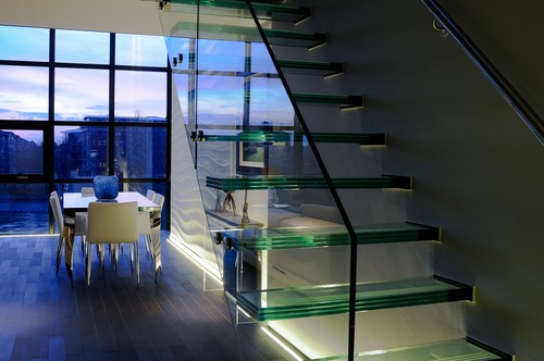 Recessed floor profile with LED tape 