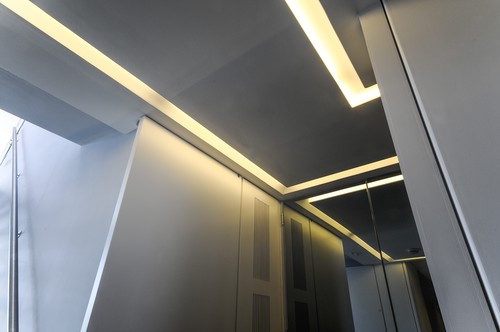 Recessed plaster extrusion with LED tape