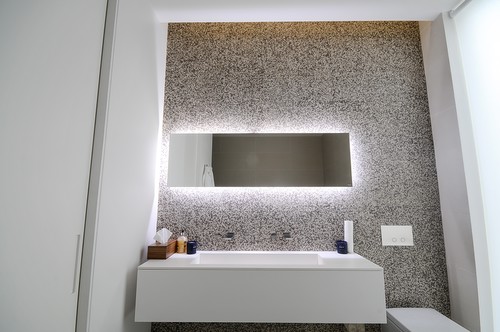 Led tape around bathroom mirror