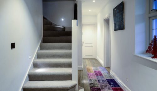 Low level lights in hallway and stairs