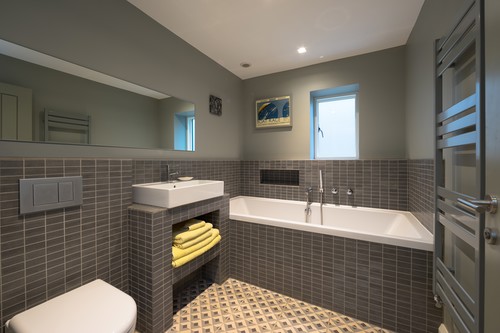 Trimless downlights in bathroom