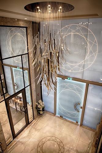 Large decorative pendant in reception area