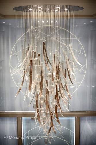 Large decorative pendant in reception area