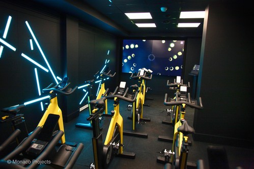 LED panels and RGB LED tape recessed in to gym walls