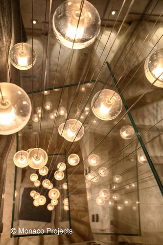 Pendants flowing down stairwell