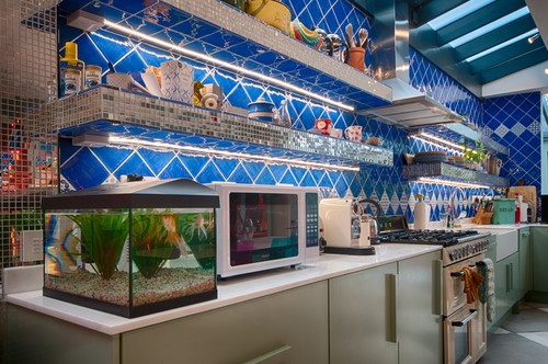 LED tape under kitchen shelves