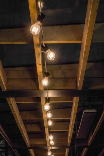 Cage lights suspended from rope 