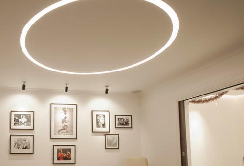 Recessed extrusion with LED tape in ceiling 