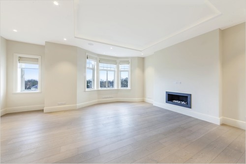 Living Room with LED tape in coffered ceiling
