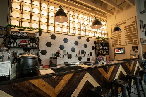Pendants and Globe Over a bar