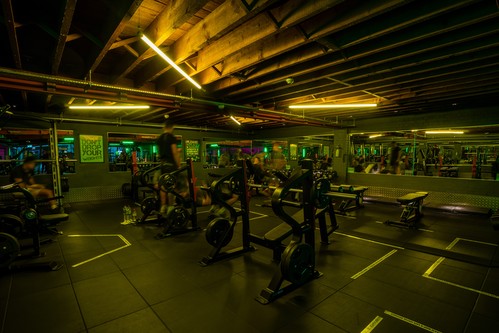 Coloured Stick Lights in Gym