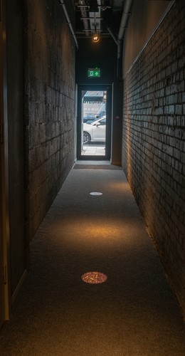 Entrance hallway lit with Theatre lights with narrow beam