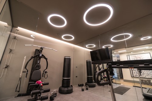 Home Gym with LED ceiling lights