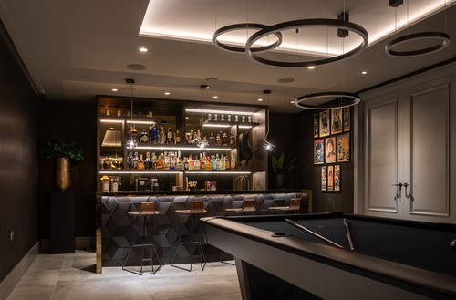 LED tape in cove over bar
