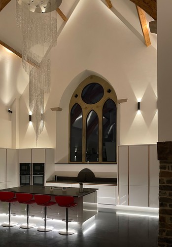 LED Tape Round Kitchen Cabinets, with up and down wall lights