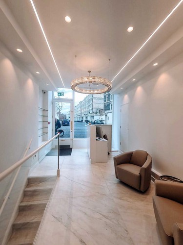 Lines of Line in Salon Reception, with Plaster in Extrusions