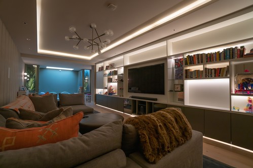 LED Tape on basement ceiling and shelf