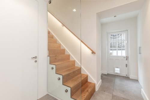LED tape profile recessed in handrail