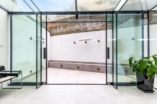 Slight low level lights with mast wall lights in exterior