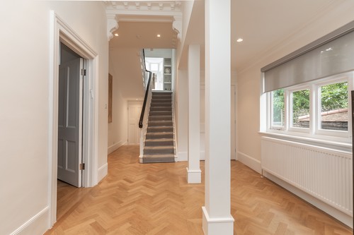 Trimless downlights in hallway