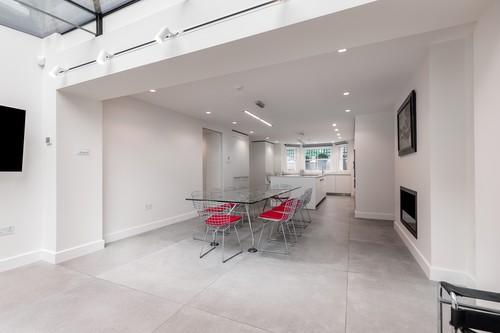 Trimless square downlights lighting kitchen diner