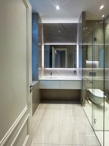 LED tape round bathroom mirror