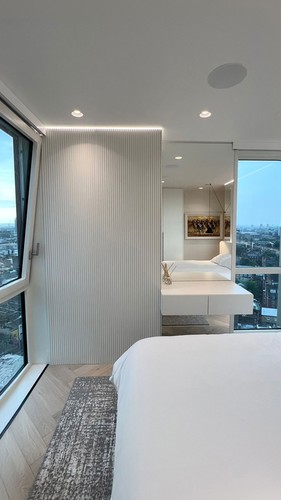 Trimless downlights and LED tape in bedroom