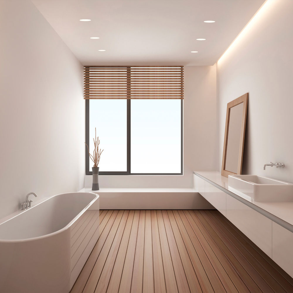 Astro Trimless downlights in a bright hallway